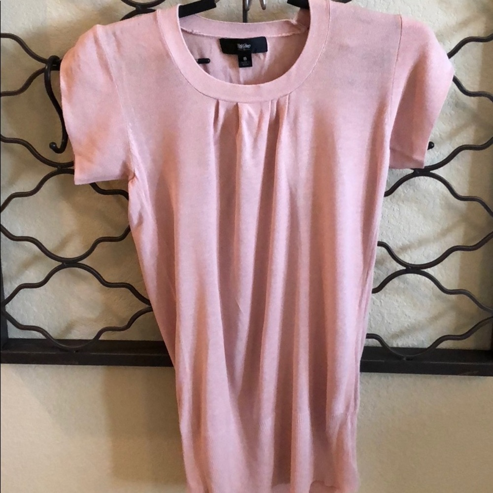 Pink, tulip-shoulder sweater